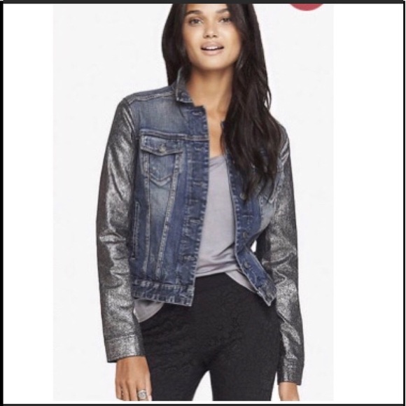 ☘️🌸 Express Denim silver sleeves Jacket 🌸☘️ - Picture 10 of 11